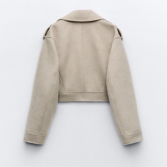 ZARA- NEW WITH TAGS Felt crop biker jacket Size XL - Picture 4 of 7